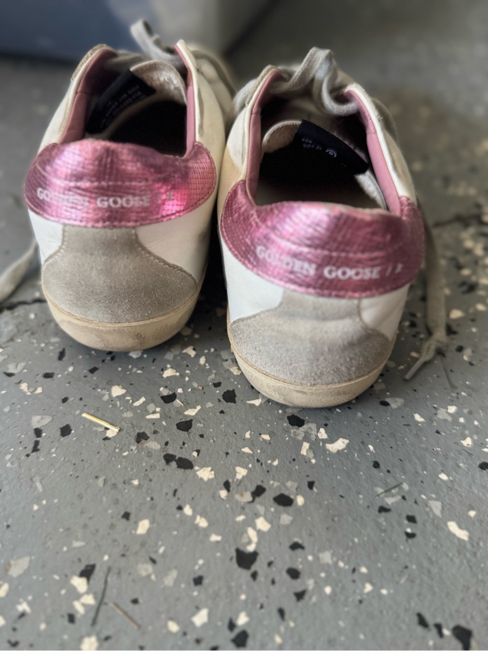 Golden Goose White Sneakers with Pink Metallic Heel Tab